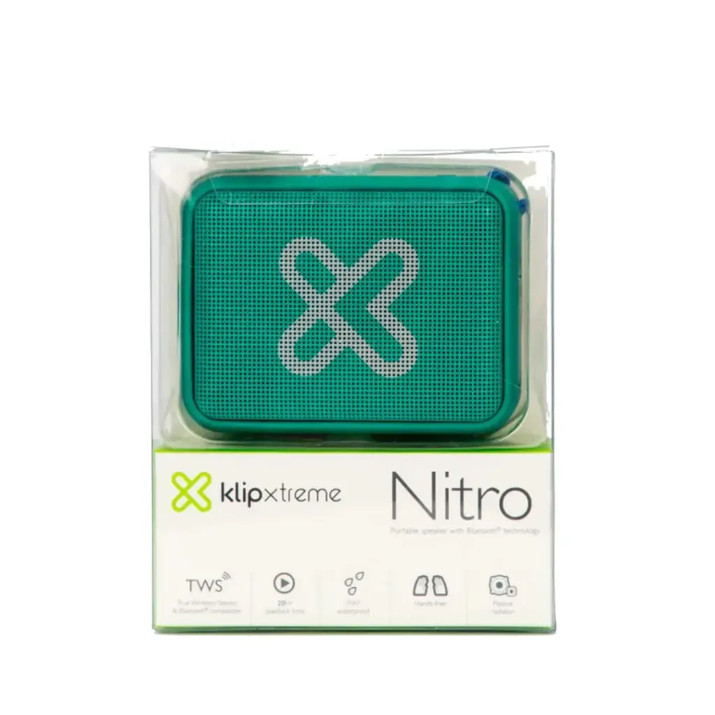 PARLANTE KLIP XTREME KBS-025GN NITRO 6W/20 HORAS DE REPRODUCION/ RESISTENTE AL AGUA Y CAIDAS/TURQUEZA