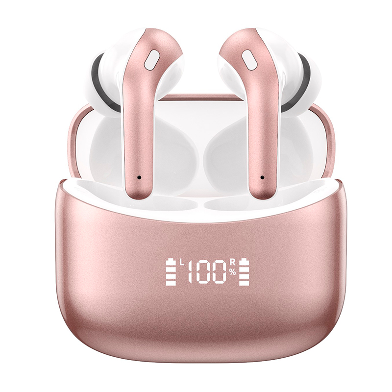 AUDIFONO + MICROFONO TEROS BLUETOOTH TE8074GR IN-EAR BT 5.3 ROSE GOLD ESTUCHE DE CARGA 400MAH TYPE C 