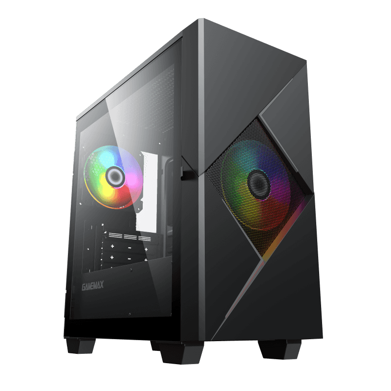CASE GAMER GAMEMAX CYCLOPS MICRO ATX 2 VENTILADORES 120MM PUERTA LATERAL DE VIDRIO TEMPLADO NEGRO CON GRIS