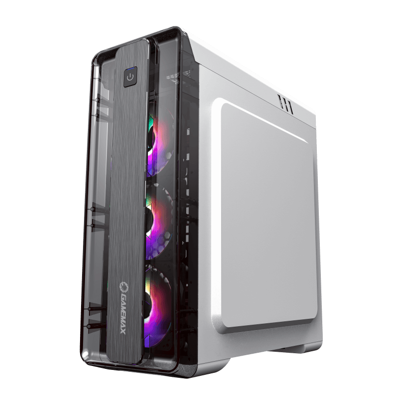 CASE GAMEMAX MOONLIG FRGB-WT ACRILICO LATERAL 3 VENTILADOR FRONTAL + 1 VENTILADOR TRASERO PLACAS ATX, Micro ATX y Mini-ITX