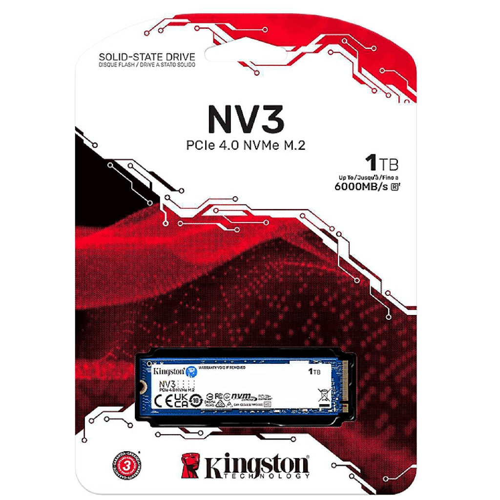 [SNV3S/1000G] DISCO DE ESTADO SOLIDO KINGSTON SNV3S/1000G 1TB NV3 PCI-E 4.0 NVME M.2 / 6000 MB/S 