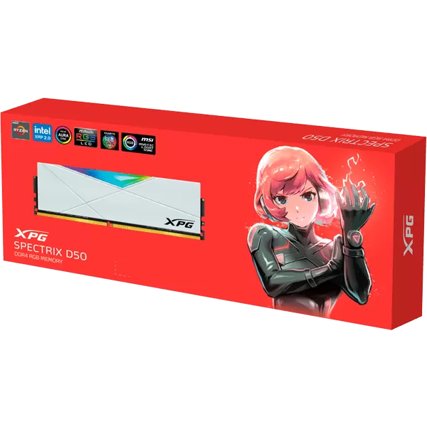 MEMORIA PARA PC ADATA SPECTRIX D50 DDR4 RGB 8GB CL16 BLANCO