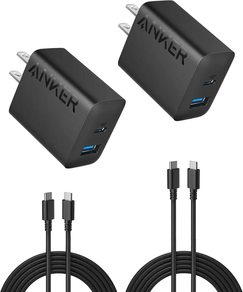 CARGADOR + CABLE ANKER B2348 TIPO C A TIPO C 20W ORIGINAL NEGRO 2 PACK
