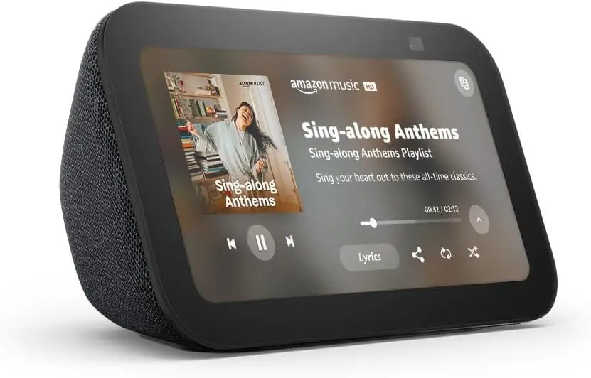 [H97N6S] PANTALLA AMAZON ECHO SHOW 5 3RA GEN(2023) HD PANTALLA INTELIGENTE 5.5"+ALEXA+CAMARA 2MP/ CON 2 BAJOS NEGRO