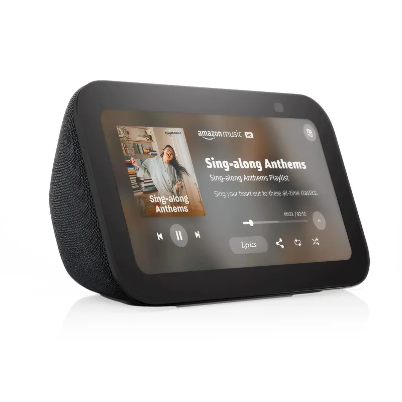 PANTALLA AMAZON ECHO SHOW 5 3RA GEN(2023) HD PANTALLA INTELIGENTE 5.5"+ALEXA+CAMARA 2MP/ CON 2 BAJOS NEGRO