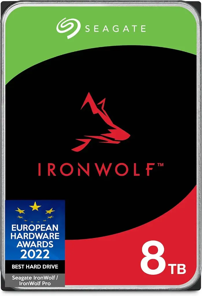 SEAGATE IRONWOLF HDD NAS DE 8 TB UNIDAD DE DISCO DURO INTERNA CMR DE 3.5 PULGADAS, SATA 6GB/S 7200 RPM, CACHÉ DE 256 MB PARA ALMACENAMIENTO EN LA RED RAID, EMPAQUE SIN FRUSTRACIÓN (ST8000VNZ04/N004)