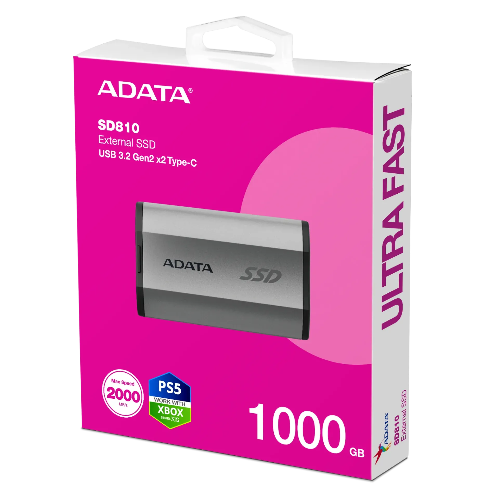 DISCO DE ESTADO SOLIDO EXTERNO ADATA SD810 1TB SD810-1000G 2000MBS USB 3.2 Gen 2 Typo-c Silver
