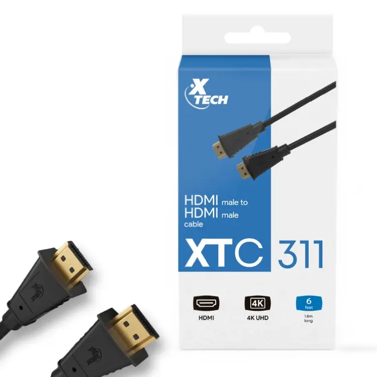 CABLE HDMI XTECH XTC-311 MACHO A MACHO 1.8M NEGRO