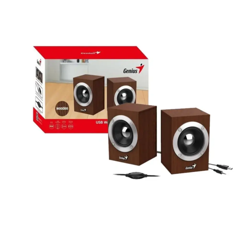 PARLANTES USB GENIUS SP-HF280 MADERA 6W CONTROL DE VOLUMEN USB