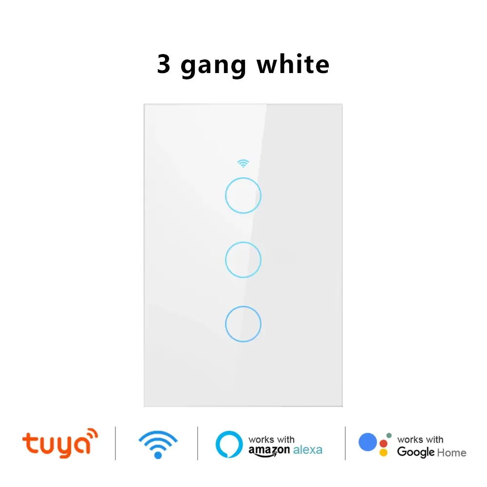 INTERRUPTOR DE LUZ TNCE TUYA 3 BOTON TACTIL SMART BLANCO (NEUTRO)