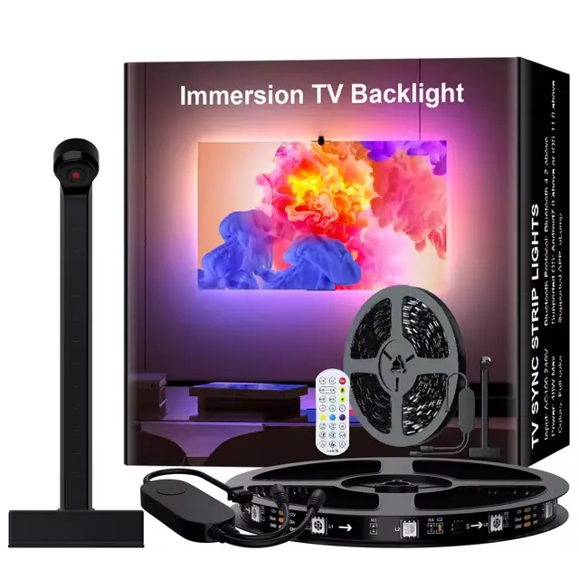 TIRA DE LUZ LED RGBIC CON RETROILUMINACIÓN AMBIENBIENTAL PARA TV/ 5V / 5 M / 14LM /  SINCRONIZACIÓN DE COLOR