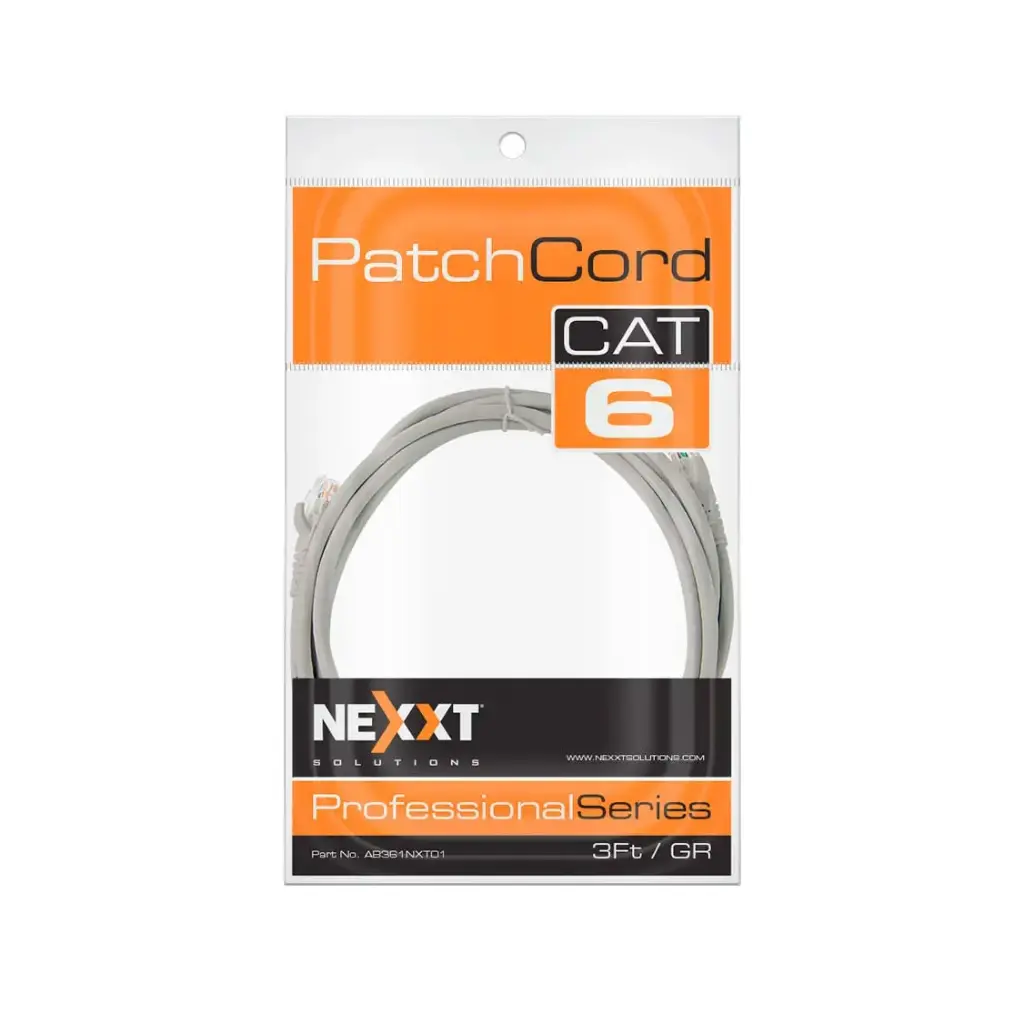 CABLE PACH CORD NEXXT AB361NXT23 10ft 3MT GRIS CATEGORÍA 6E