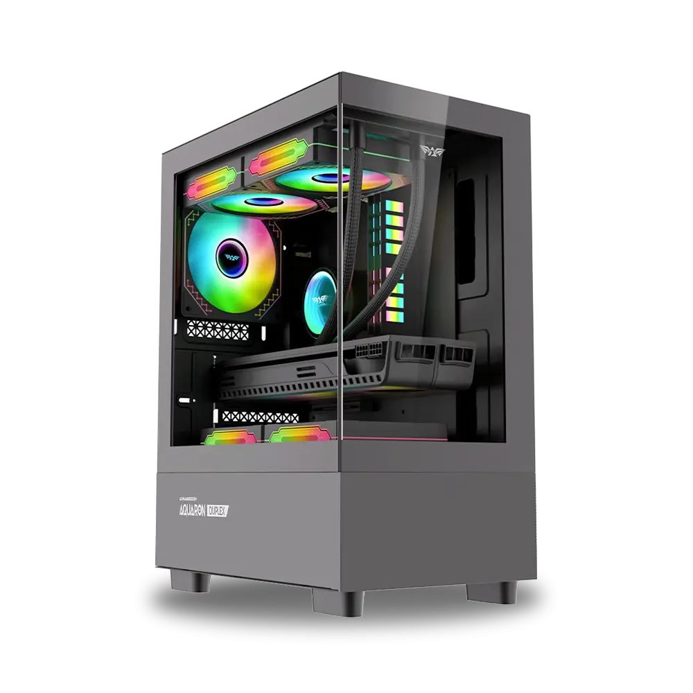 CASE GAMER ARMAGGEDDON AQUARON DUPLEX ONE MATX VIDRIO TEMPLADO FRONTAL 3X VENTILADOR RGB NEGRO