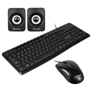 TECLADO QK-818 + PARLANTE QS-616+ MOUSE QM-220 NEGRO QUASAD
