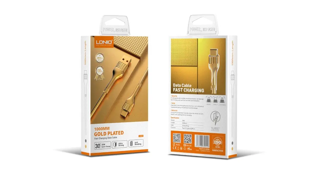 CABLE LDNIO LS651 USB-C A USB-A 30W CARGA RAPIDA GOLDEN 1M