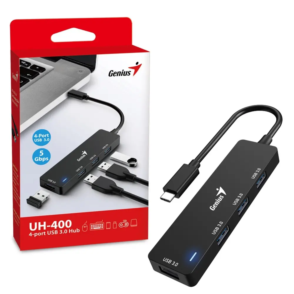 HUB GENIUS UH-400 USB-C A 4 PUERTOS USB-A 3.0
