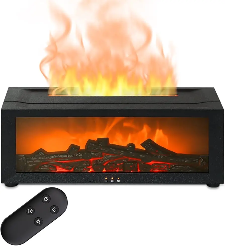 DIFUSOR DE AROMA TIPO CHIMENEA / HUMIFICADOR CON APAGADO AUTOMÁTICO AGUA DE 150ML CON CONTROL REMOTO