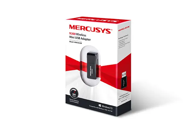 ADAPTADOR DE RED MERCUSYS MW300UM  N300 MINI USB 