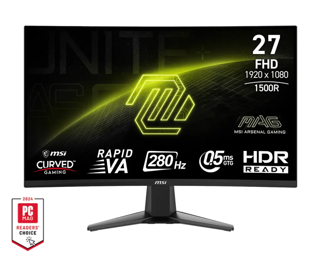 MONITOR MSI MAG 276CXF 27" CURVO 1500R 1920x1080 (FHD) 280HZ 0.5ms HDR Ready 1 DisplayPort 1.4a 2 x HDMI™ 2.0b (FHD 240Hz)
