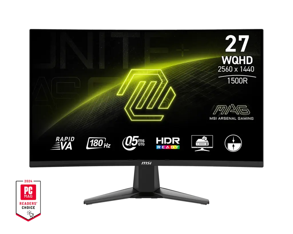 MONITOR MSI MAG 276CQ6F 27" CURVO 1500R 2560X1440 WQHD 180HZ 0.5ms HDR Ready 1 DisplayPort 1.4a 2 x HDMI™ 2.0b (FHD 240Hz)