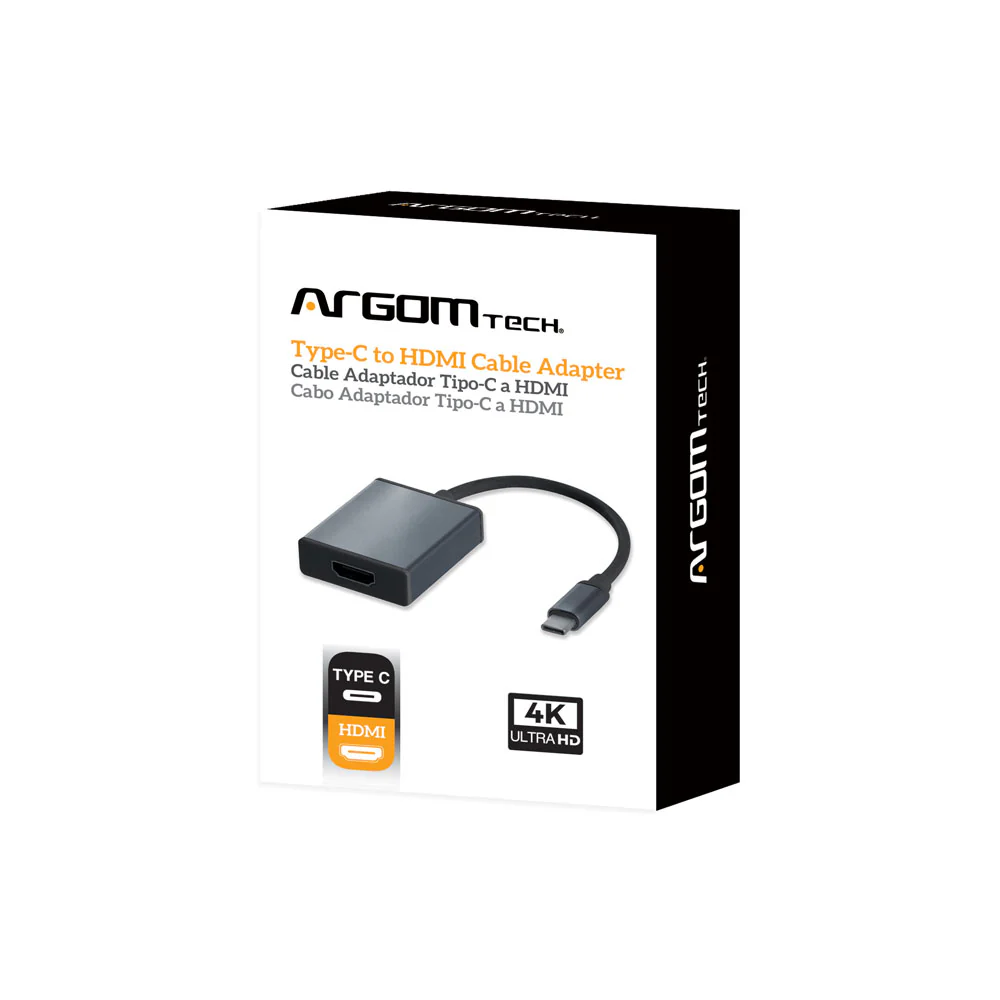 ADAPTADOR ARGOM TECH A00413 ARG-CB-0060 USB-C MACHO A HDMI HEMBRA 4K 15CM NEGRO