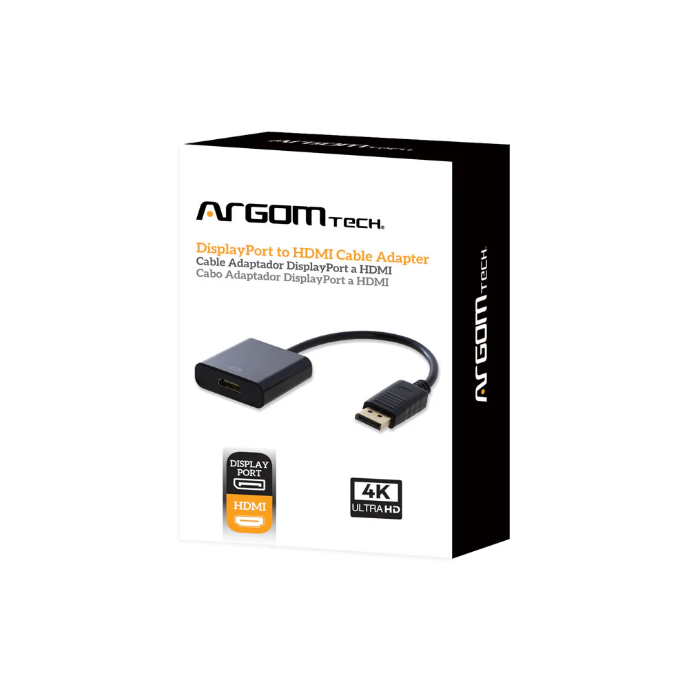 ADAPTADOR ARGOM TECH A00416 ARG-CB-0059 DISPLAY PORT MACHO A HDMI HEMBRA 4K 15CM
