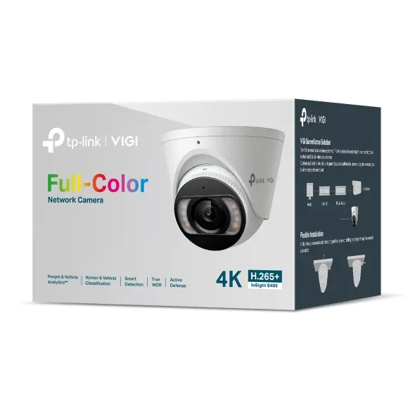 CAMARA DE SEGURIDAD IP TP-LINK VIGI INSIGHT S485  2.8MM FULL COLOR 4K 8MP AUDIO BIDIRECCIONAL/EVENTOS INTELIGENTES/POE/IP67 ANALISIS Y CLASIFICACION PERSONAS Y VEHICULOS DEFENSA ACTIVA 