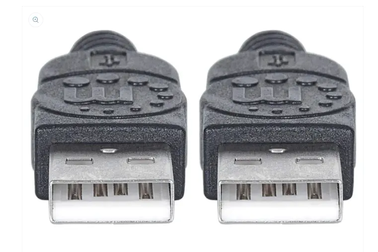 CABLE MANHATTAN USB-A 2.0 MACHO A MACHO 0.5MT BLINDADO NEGRO