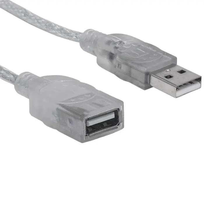 CABLE EXTENSION MANHATTAN 336314 USB 2.0 1.8MT MACHO A HEMBRA PLATEADO TRASLUCID