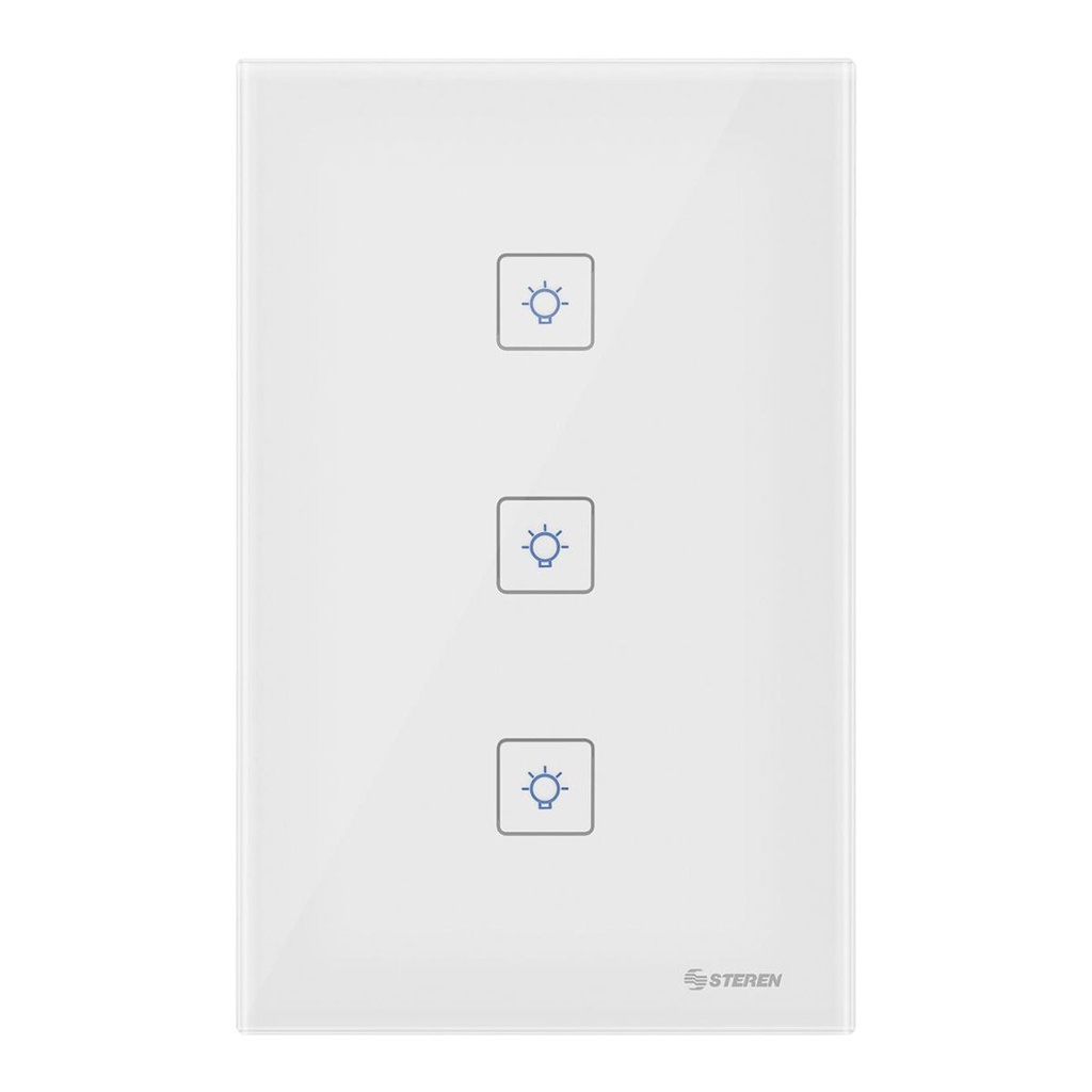 INTERRUPTOR TOUCH WI-FI STEREN SHOME-113 3 BOTONES COLOR BLANCO CON NEUTRO