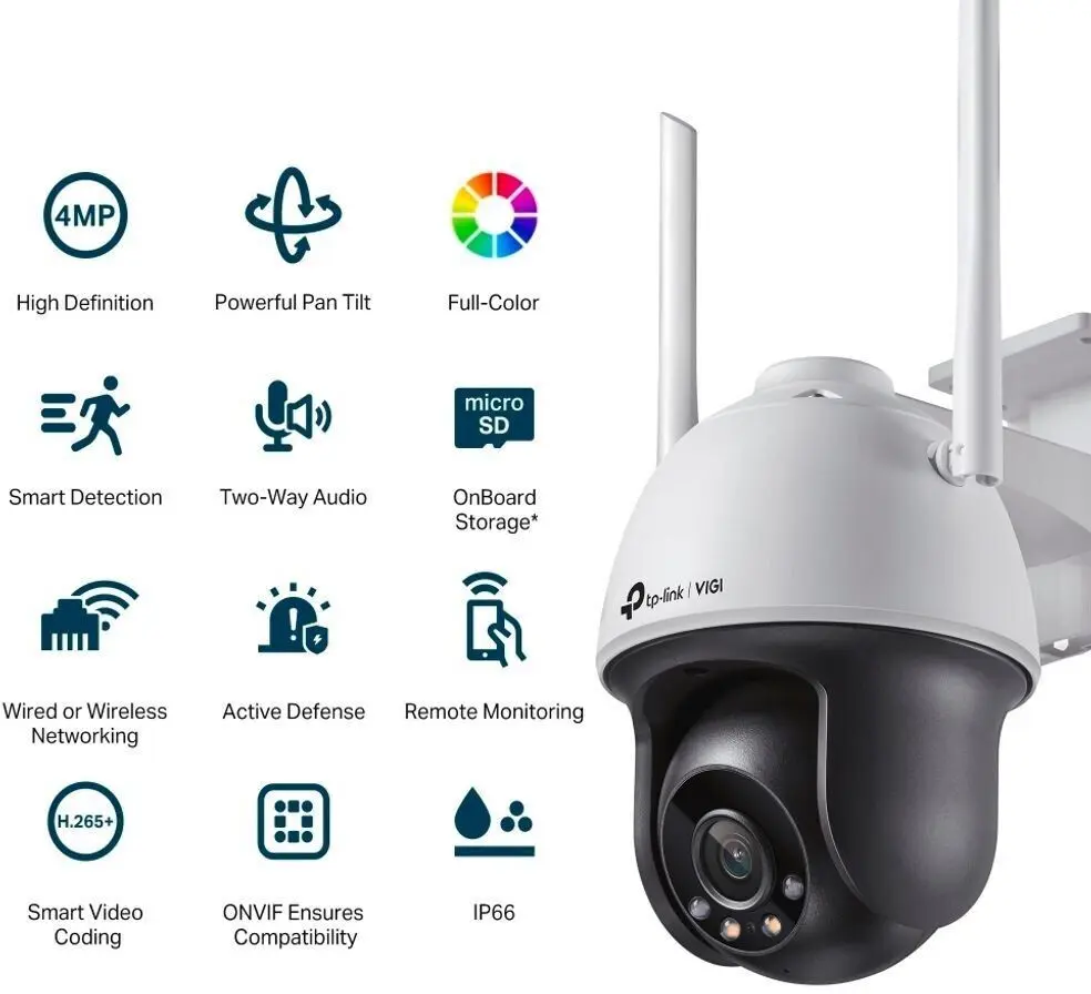 [C540W] CAMARA IP TP-LINK VIGI C540-W EXTERIOR 4 MP/ VISION NOCTURNA, DETECCION DE MOV, AUDIO DOBLE VIA, EVENTOS