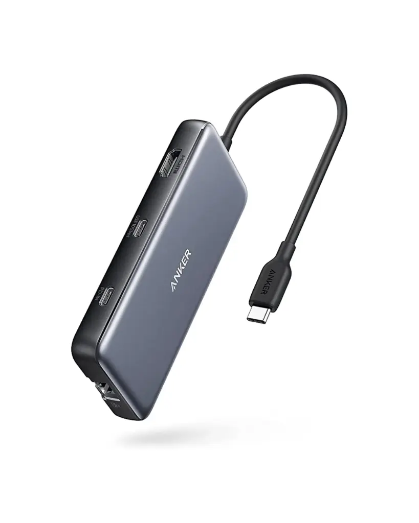 HUB ANKER USB-C 555 A HDMI 4K 60Hz  2 USB-C de 10 Gbps 1 USB-C PD 85W RJ45 2 USB-A 3.2 SD Y MICRO SD 