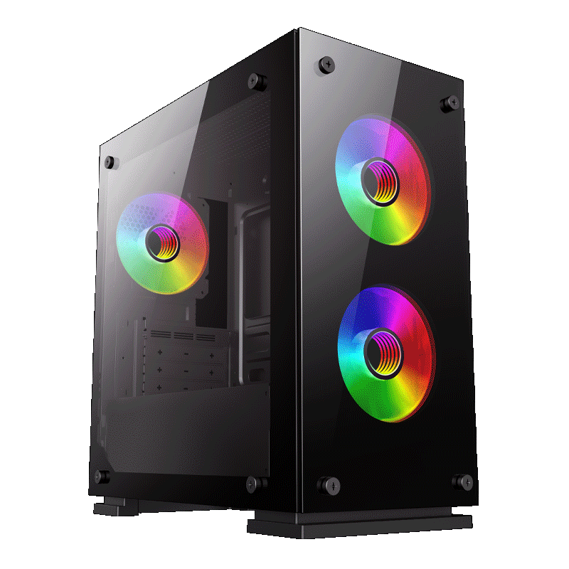 CASE GAMER GAMEMAX M65 3 VENTILADOR 2 FRONTAL Y 1 POSTERIOR ARGB VIDRIO TEMPLADO FRONTAL MATX Controlador HUB ARGB V1.7