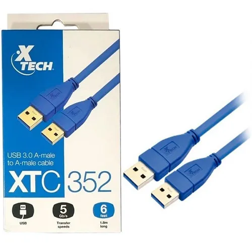 CABLE XTECH XTC-352 USB 3.0 MACHO A MACHO 1.8M NEGRO