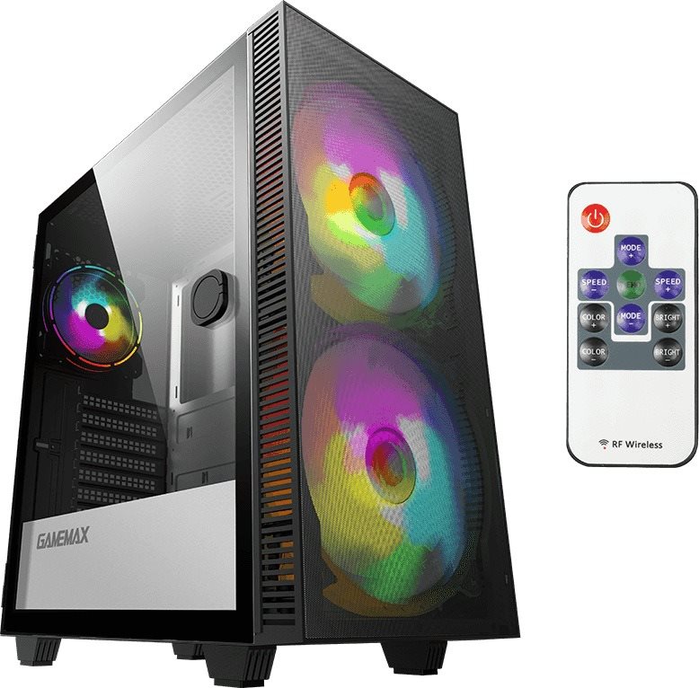 CASE GAMER GAMEMAX AERO MFG.A367 3 VENTILADOR 2 FRONTAL ARG 200MM 1 POSTERIOR 120MM VIDRIO TEMPLADO LATERAL
