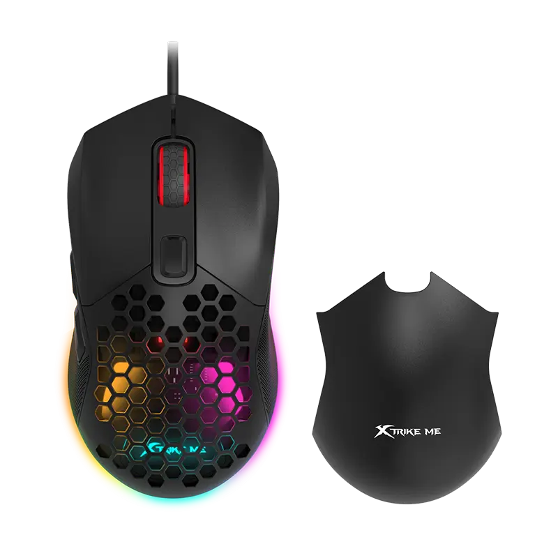 MOUSE XTRIKE ME GM‑316 GAMING ALAMBRICO USB  7 BOTONES PROGRAMABLES DPI AJUSTABLE HASTA 7200 ILUMINACIÓN RGB 13 MODOS CABLE TRENZADO 1,5 M NEGRO