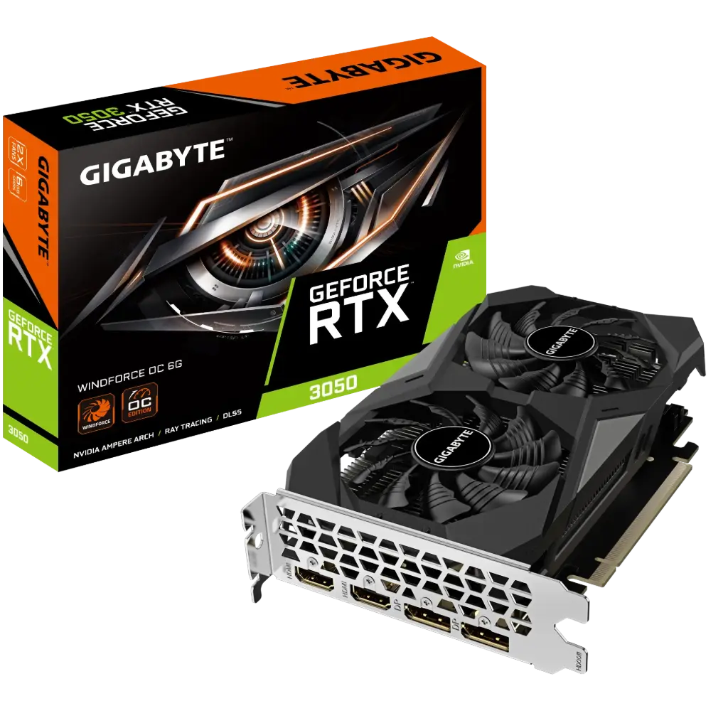 TARJETA DE VIDEO GIGABYTE GEFORCE RTX 3050 WINDFORCE OC V2 6GB GDDR6 PCI-E 4.0 