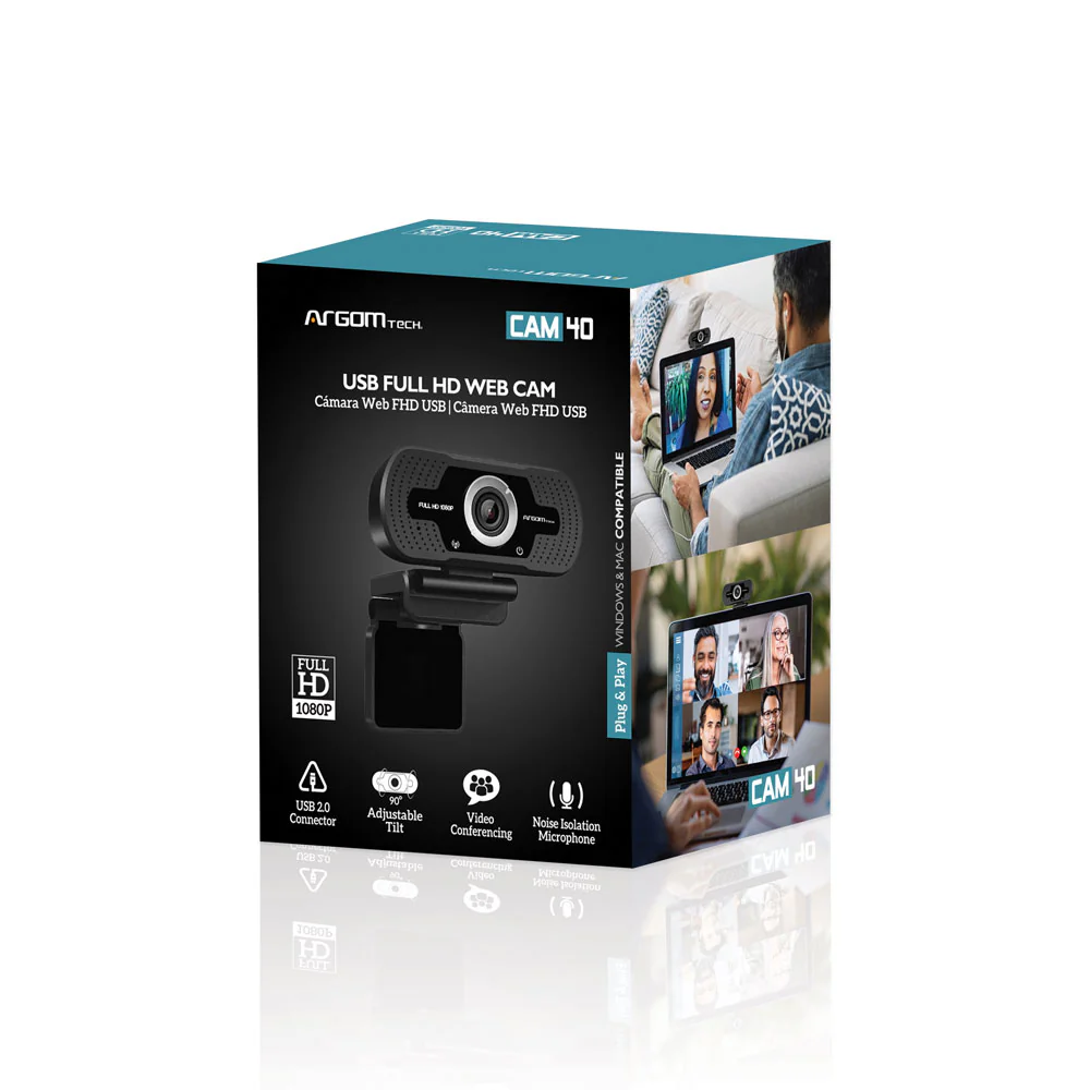CAMARA WEB ARGOM TECH ARG-WC-9140BK A00533  CAM 40 FULL HD 1080P USB MICROFONO
