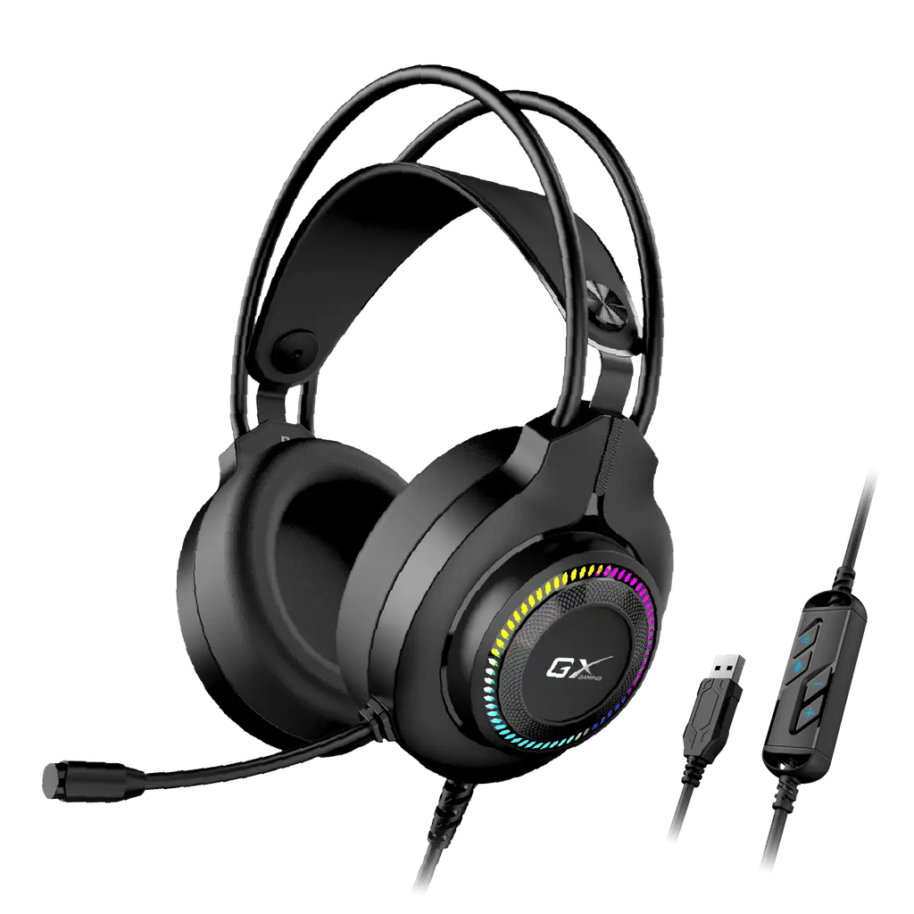 AUDÍFONO + MICRÓFONO GENIUS HS-GX580U GAMING USB NEGRO CON RGB LED
