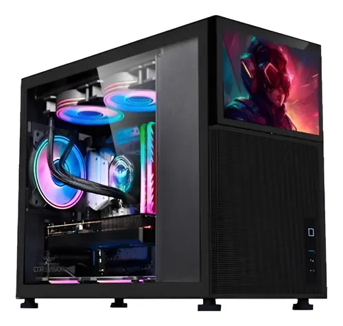 CASE GAMER ARMAGGEDDON TESSARAXX COREVISION LCD FRONTAL 8" WXGA PANEL LATERAL DE VIDRIO TEMPLADO ITX- MATX NEGRO