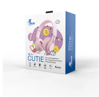 AUDIFONO + MICROFONO XTECH XTH-355 CUTIE COLOR ROSADO 3.5PLUG 