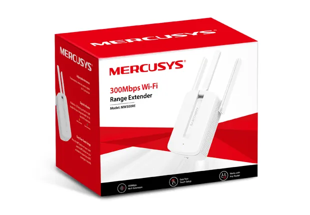 EXTENSOR DE RED INALAMBRICA MERCUSYS MW300RE 3 ANTENAS 300MBPS 