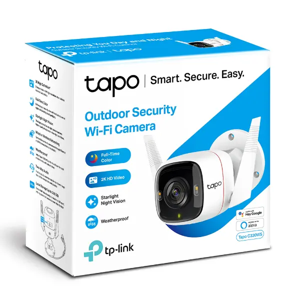 CAMARA DE SEGURIDAD TP-LINK TAPO C320WS IP 2K QHD EXTERIOR IP66 VISION NOCTURNA A COLOR DETECCION DE PERSONA Y VEHICULO AUDIO DOBLE VIA 