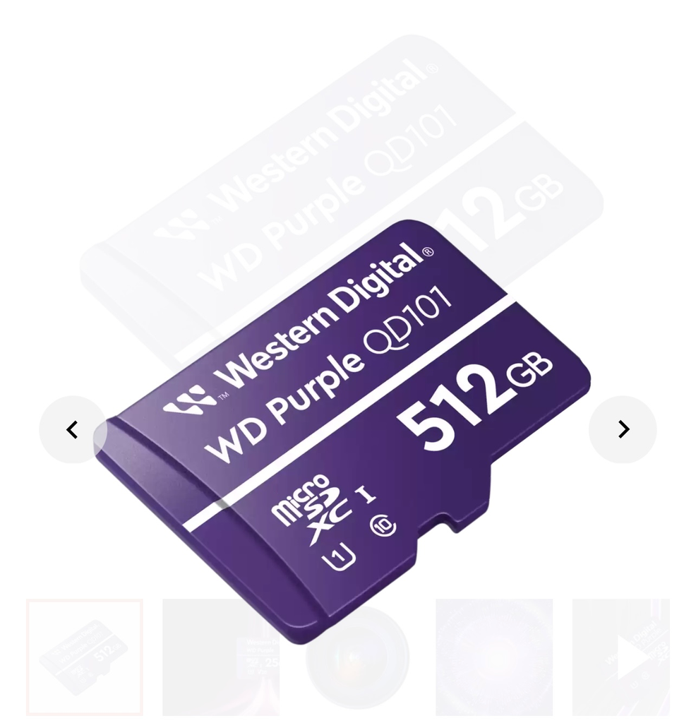 MICRO SDXC 512GB WESTERN DIGITAL PURPLE UHS-I PARA CCTV