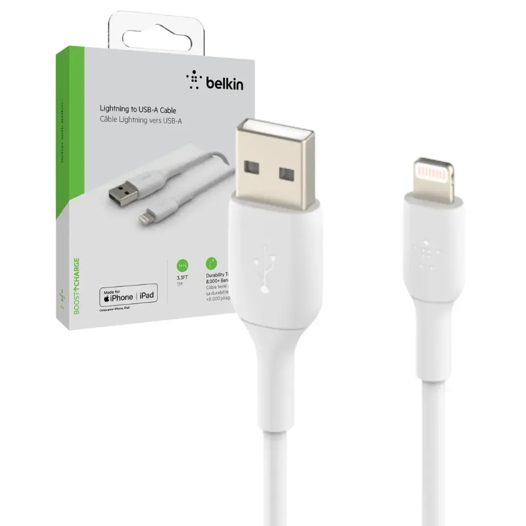 CABLE BELKIN LIGHTNING A USB-A 3.3FT BLANCO