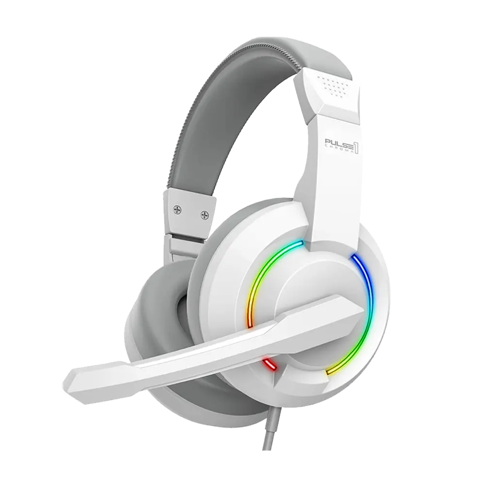 AUDIFONO + MICROFONO PULSE 1 WITE GAMING  RGB 3.5MM*2 +USB 