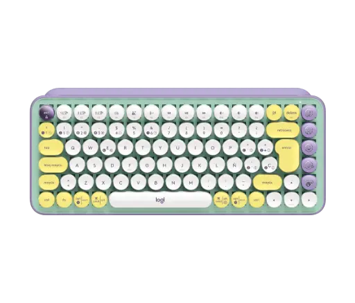 TECLADO LOGITECH POP KEYS INALAMBRICO MECANICO LIGHTSPEED BLANCO CON AMARILLO