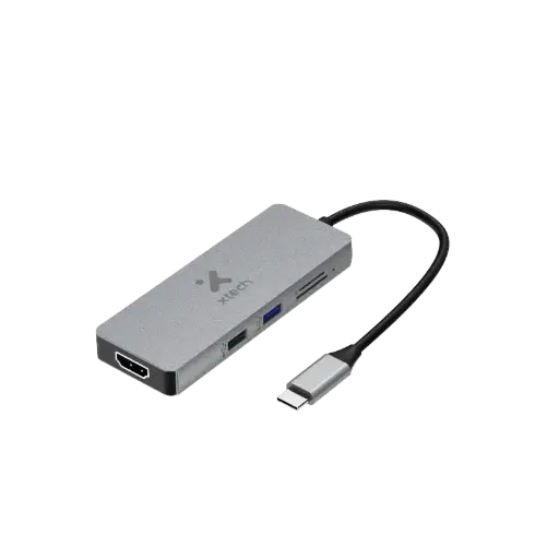 [XTC-564] HUB XTECH XTC-564 USB-C A 5 EN 1 1*MICRO SD 1*TARJETA TF 1*USB-A 2.0 1*USB-A 3.0 1 1*HDMI Tipo-A