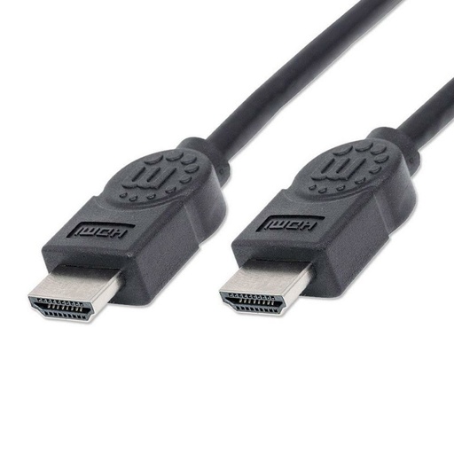CABLE HDMI 2 M. MANHATTAN BLINDADO DOBLE 1080P M-M, 30AWG, 4K 30HZ NEGRO SKU:324427