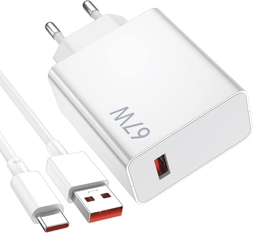 CARGADOR + CABLE TIPO C A USB XIAOMI 67 W ORIGINAL